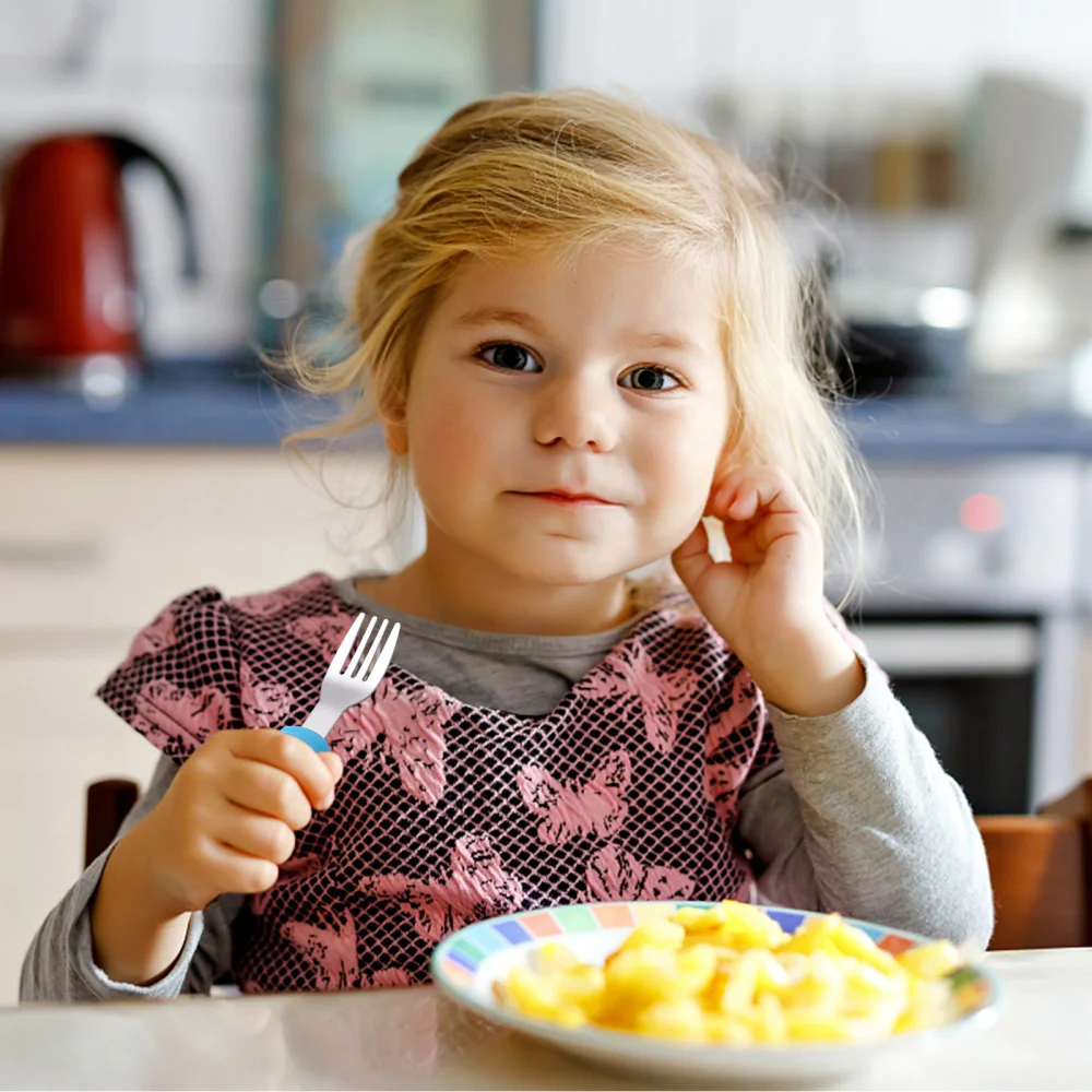 

1 Set Short Handle Spoon Stainless Steel Fork Useful Infant Training Tableware