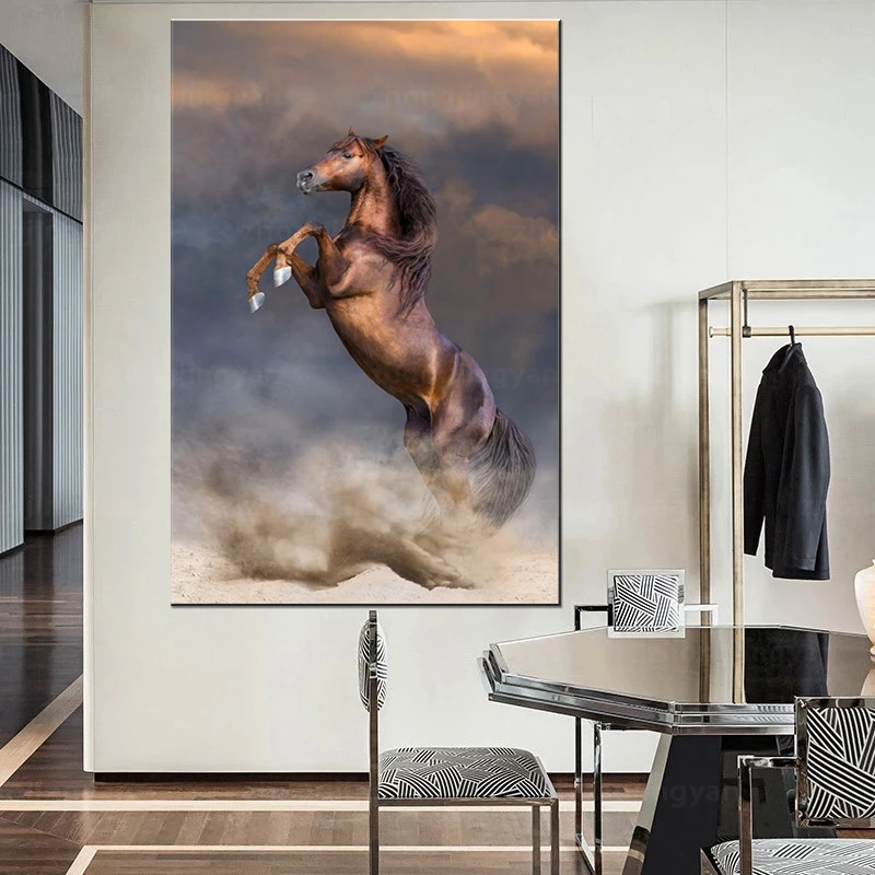 Современная Картина на холсте с изображением лошадей печать Жикле настенные
