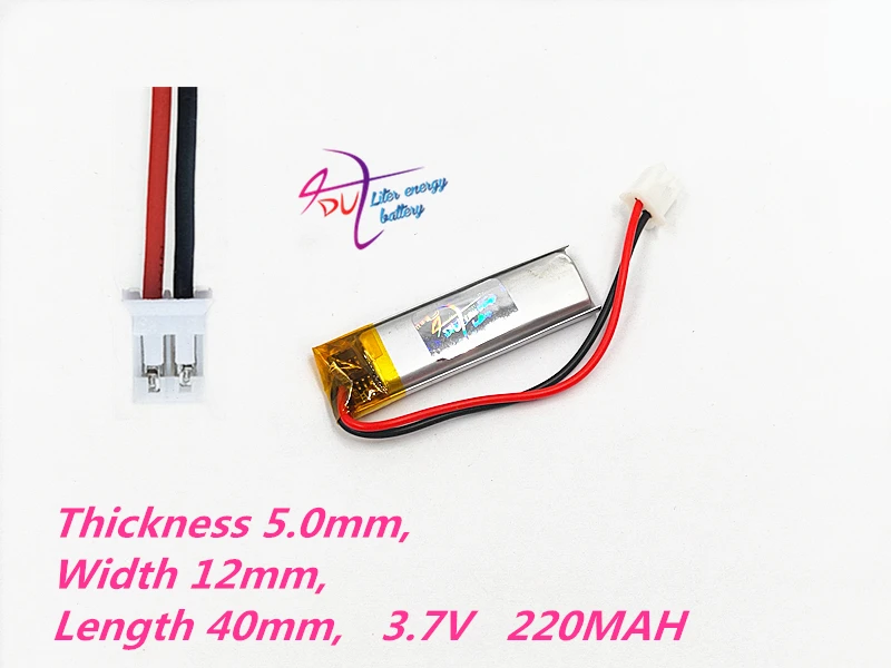 JST PH 2 0 мм 2pin 10 шт 3 7 V 220mAh литий-полимерный LiPo аккумуляторная батарея 501240 для Mp3