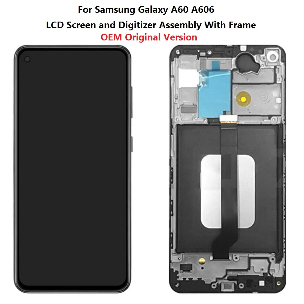 

Оригинальный ЖК-экран и дигитайзер для Samsung Galaxy A60 A606 в сборе + черная рамка