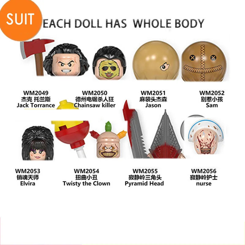 

Halloween Horror Jack Torrances Chainsaw Killers Jasons Sams Mini Figures Bricks Building Blocks Diy Assembled Toys Gifts