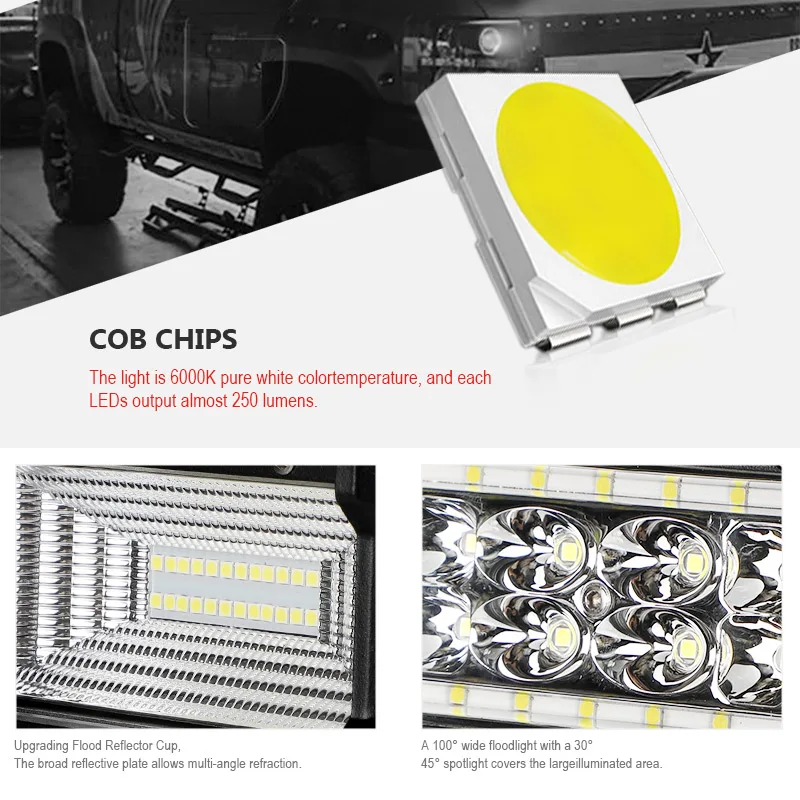 5 дюймов 72 Вт светодиодный рабочий светильник брус поточного широкий точечного