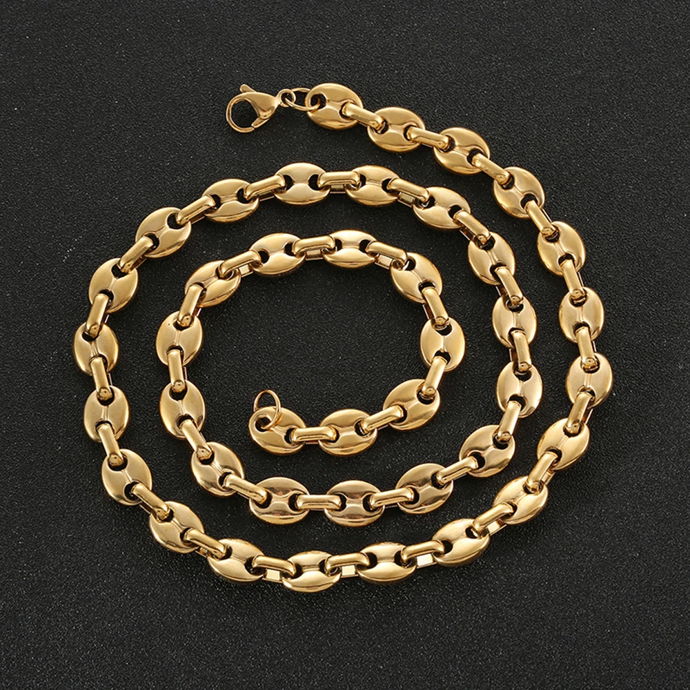 Цепочка с плетением кофейных зерен для мужчин ожерелье из нержавеющей стали в