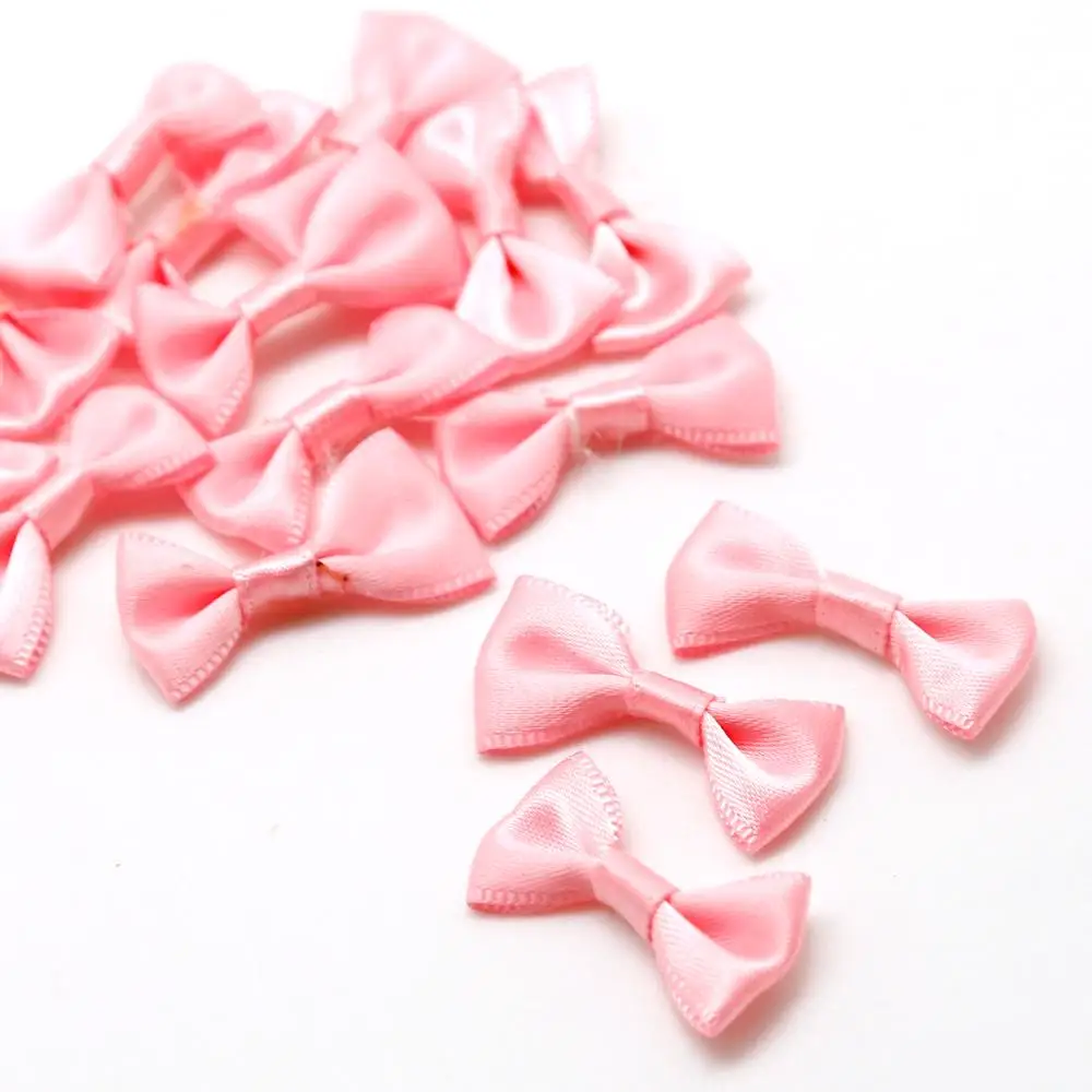 Light Pink 100 шт, 3x1,5 см, ручная работа, атласная лента, бант, Подарочная посылка, бант для свадебной вечеринки, скрапбукинг, украшение, аксессуары для рукоделия - Цвет: Light Pink
