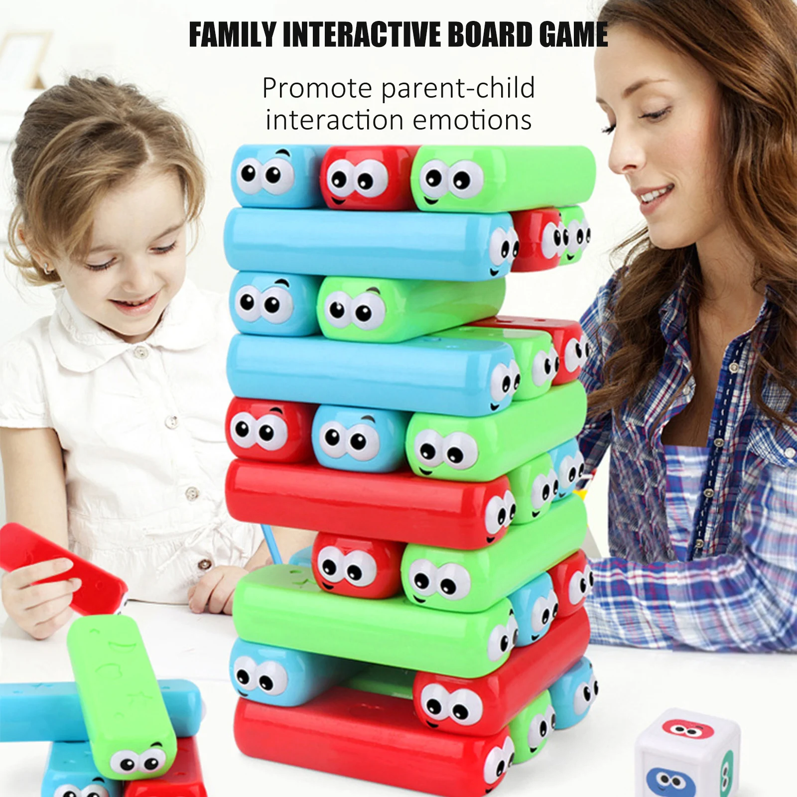 

Baby Jenga Tower Stacker Fun Building Blocks Toys Domino Stacker Extract Building Educational Board Game Family Funny Stack Game