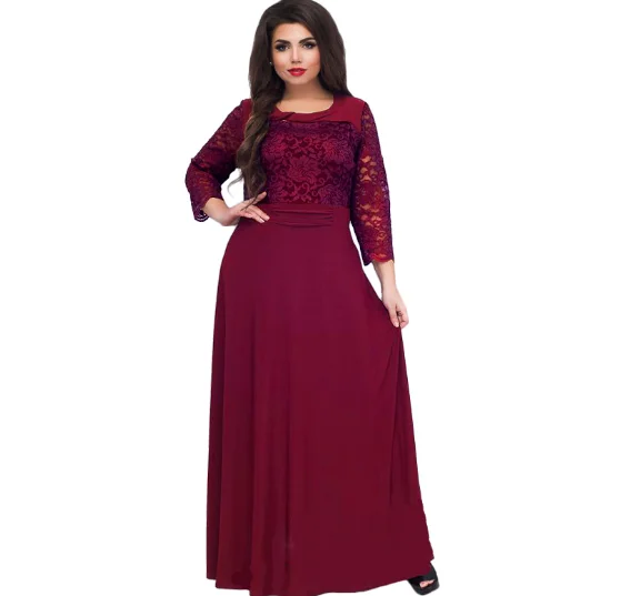 Кружевное сшитое длинное платье макси женское уличное элегантное вечернее