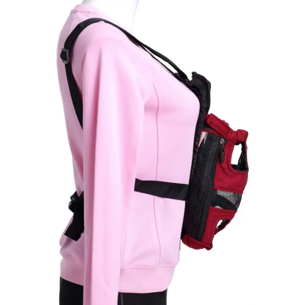 Сумка-переноска из красной холщовой ткани для путешествий с кошечками и собаками