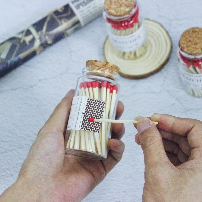 

4pcs/Pack Medium Cylinder Glass Bottles for Matches with Cork Stopper Or Aluminum Screw Lid Jar Vials Scented Candle Accessories