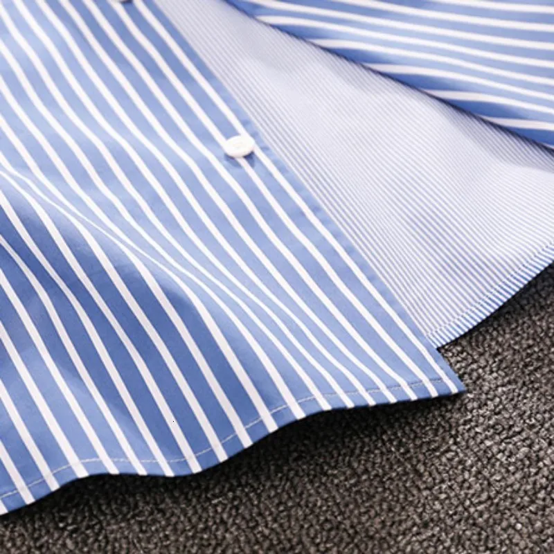 

Brand Fashion Suit Collar Shirts Men Streetwear Long Sleeve Loose Japan Style Vintage Striped Tops Shirts Summer Thin Blouse