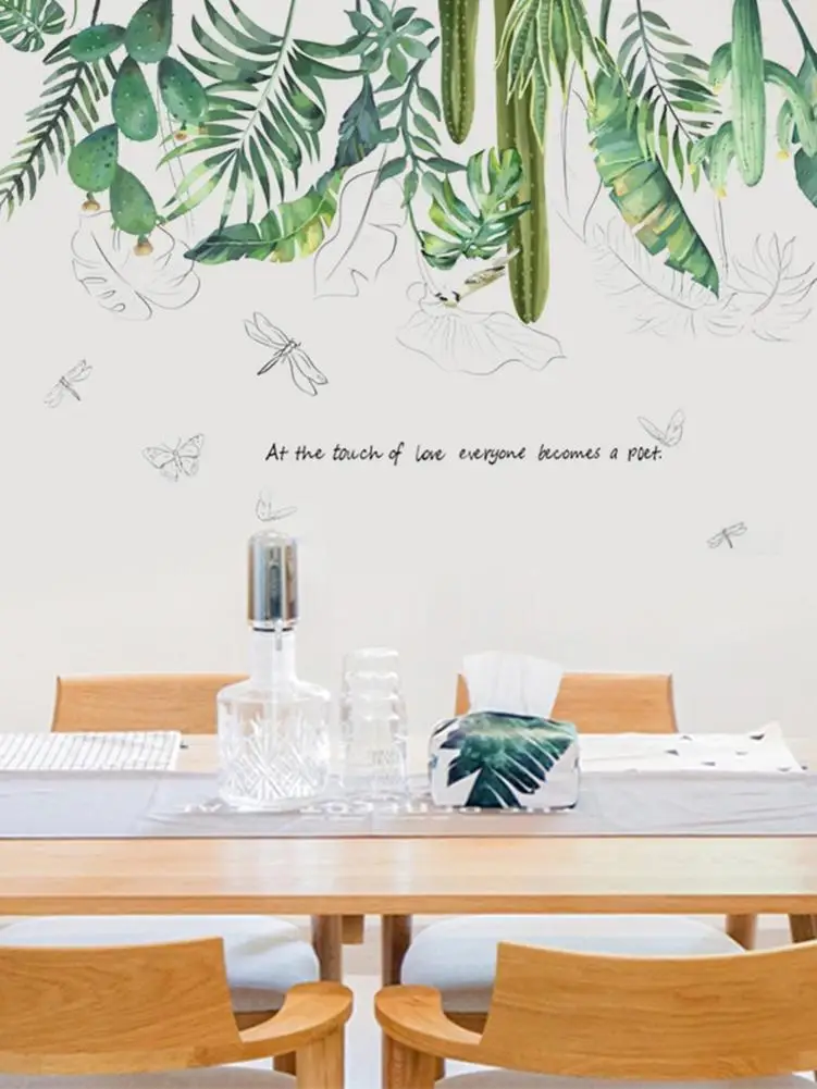 Художественная Наклейка на стену в виде листа аппликация пальмы украшение для