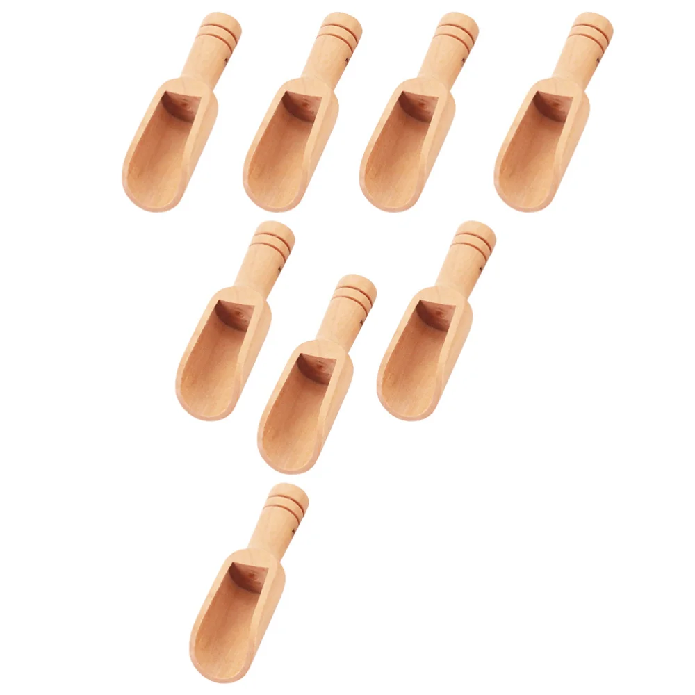 

8Pcs Mini Wooden Spoons Durable Powder Scoops Household Small Spoons (Khaki)