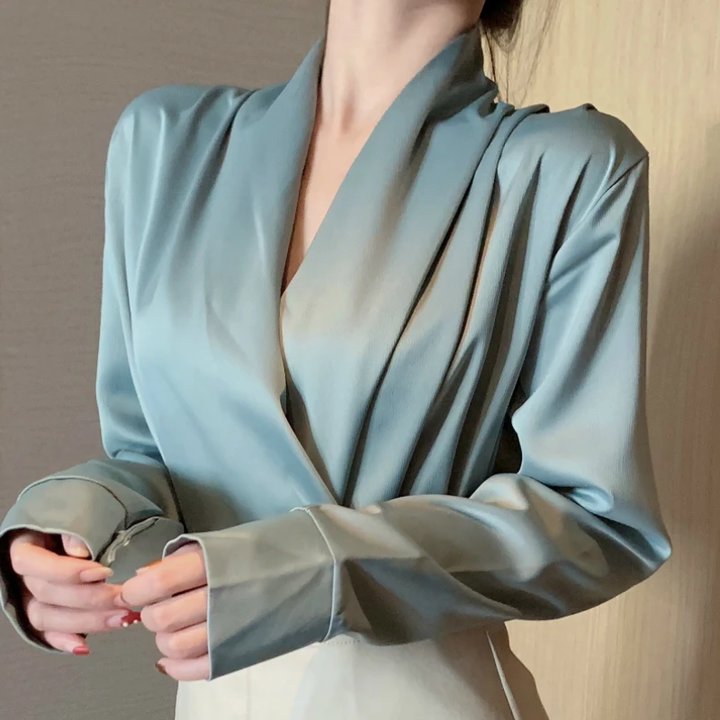 Blusas Mujer De Moda 2020 Осенняя шифоновая блузка с длинным рукавом Женские рубашки v