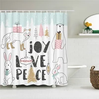 cartoon animal print shower curtain for bathroom with hooks cute giraffe bear waterproof polyester fabric baby bathroom curtain