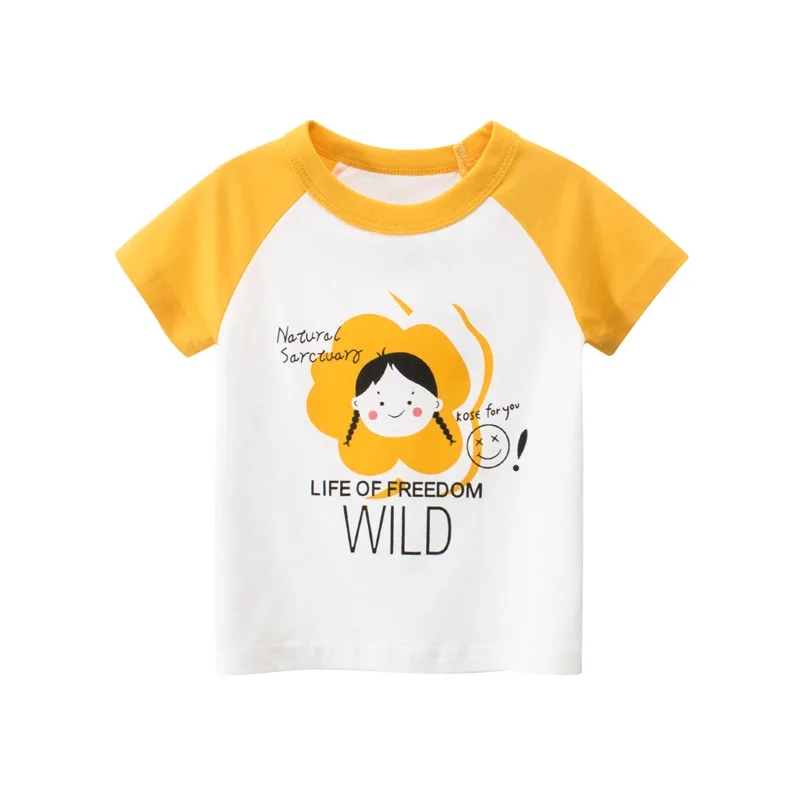 

7KISD 2021 new girls' t-shirts in summer are super cute cartoon printed tops with half sleeves for children 1-9T