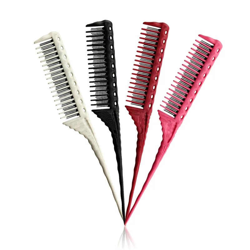 

3-Row Teeth Teasing Comb Detangling Brush Rat Tail Comb Adding Volume Professional Hairdressing Combs Hair Styling Hair Comb