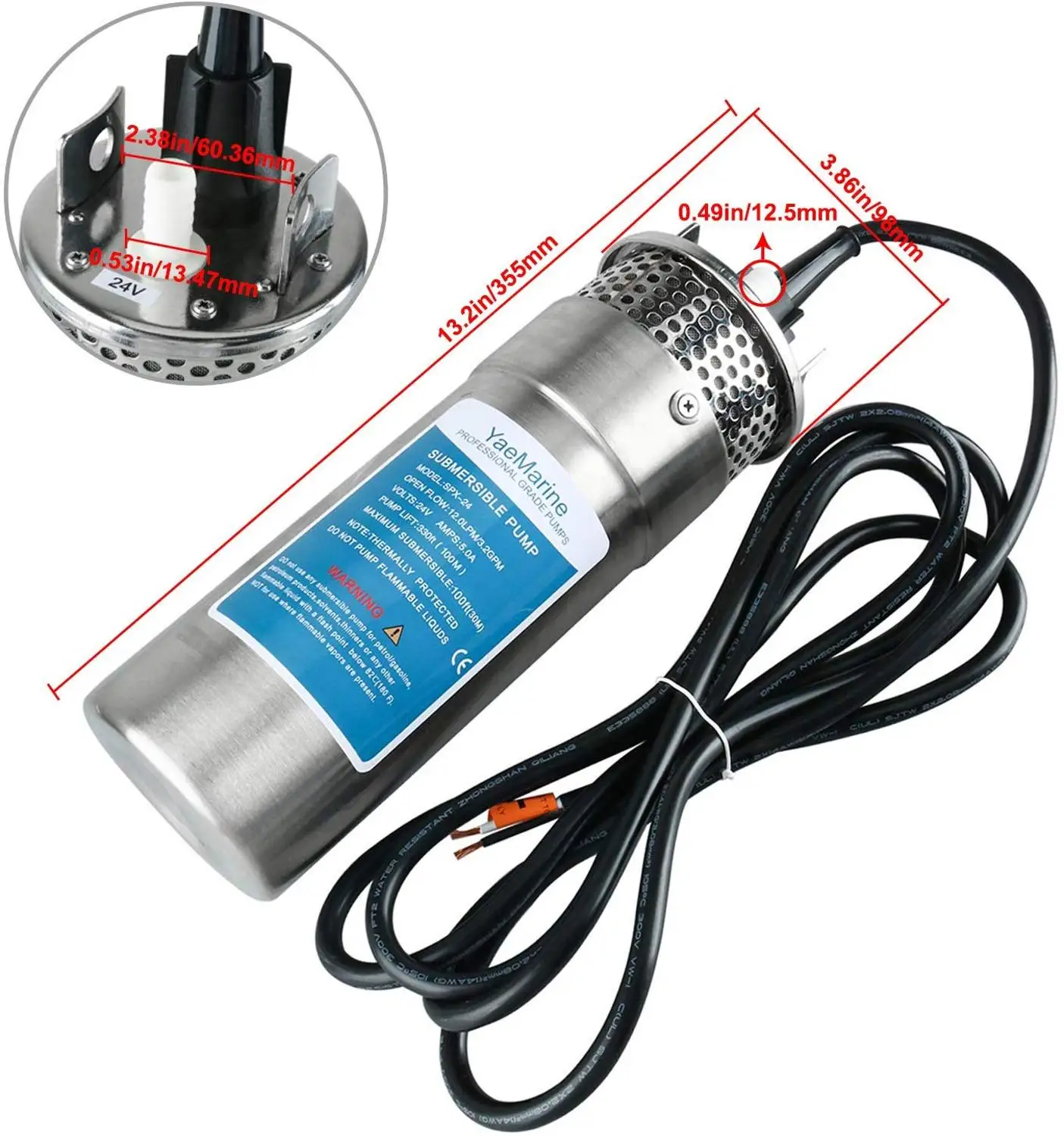 Погружной водяной насос 12/24 В 3 2 Гал/мин постоянного тока солнечная батарея для