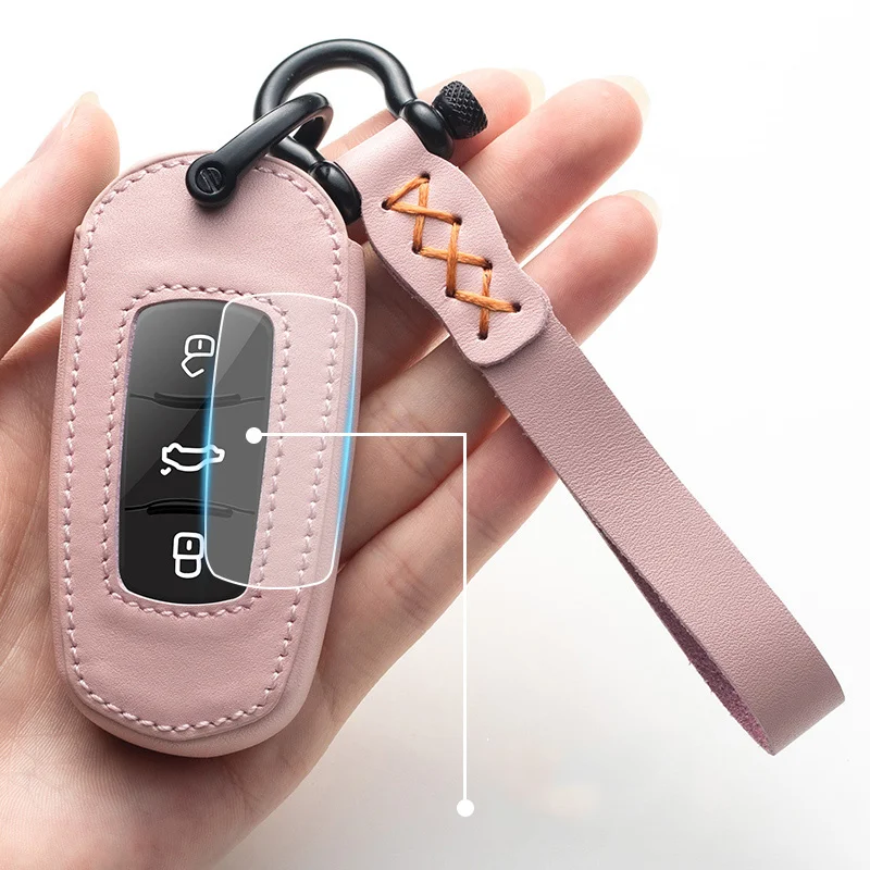 Защитный кожаный чехол для автомобильного ключа дистанционное управление Geely Atlas