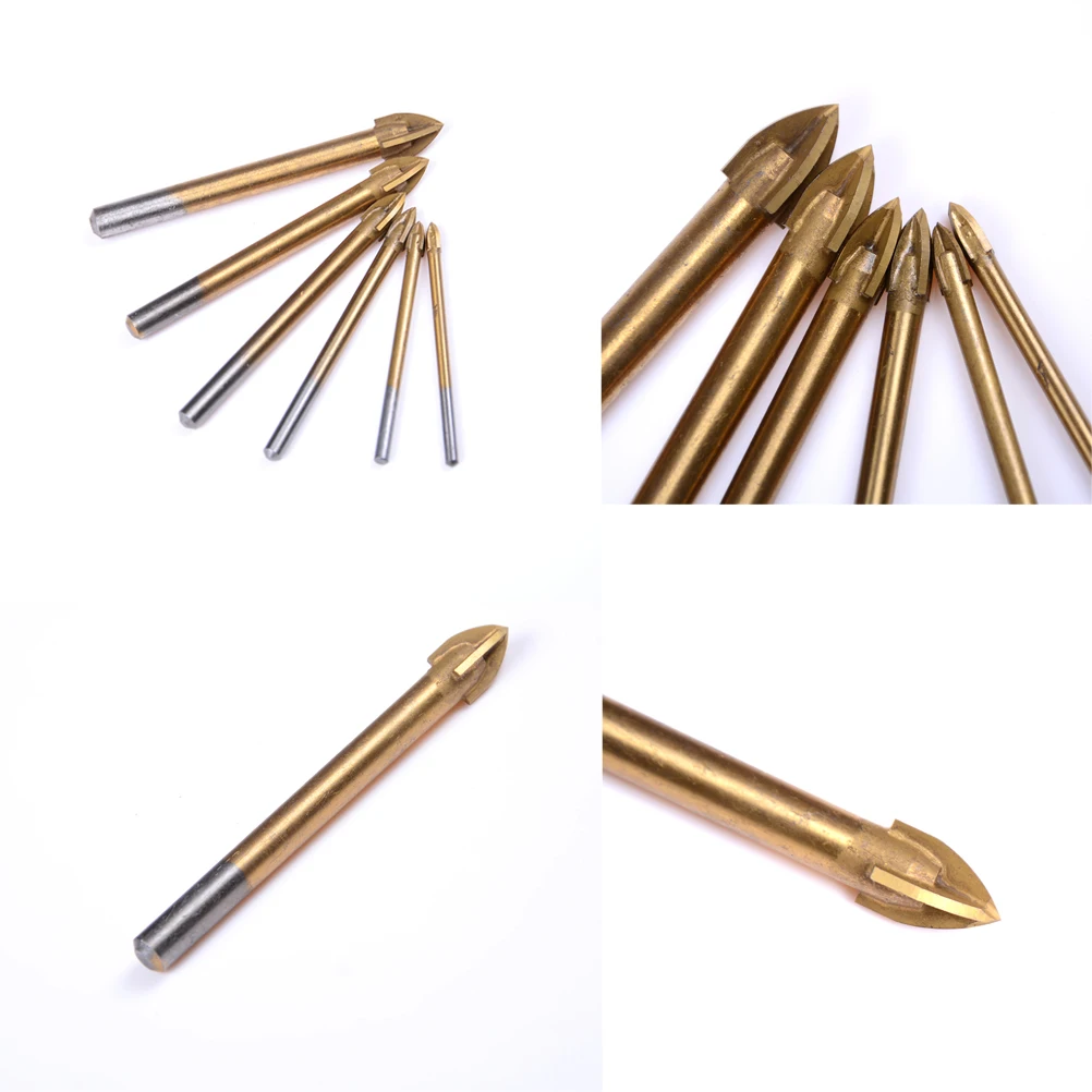 

1PCS 6 Sizes High Quality Titanium Coated Drill Bits Alloy Carbide Point with 4 Cutting Edges Tile & Glass Drill Bit Power Tool