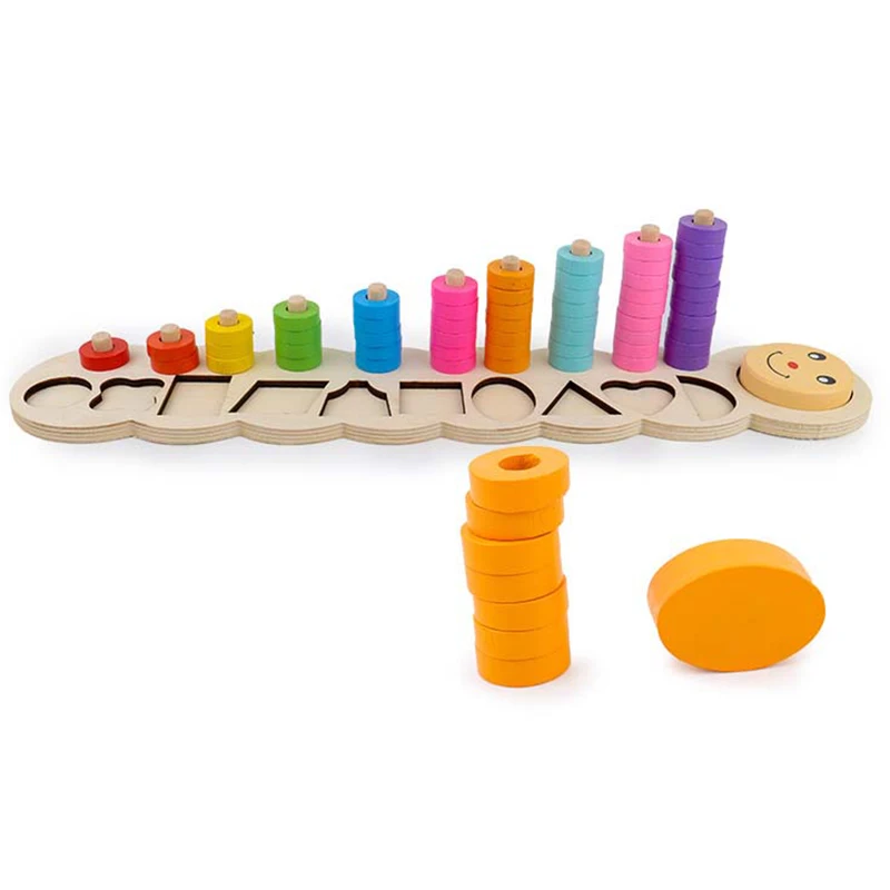 Juguetes de emparejamiento Montessori de madera para ni&ntilde;os, aprender a contar n&uacute;meros, en forma de n&uacute;mero a juego, para educaci&oacute;n temprana-4
