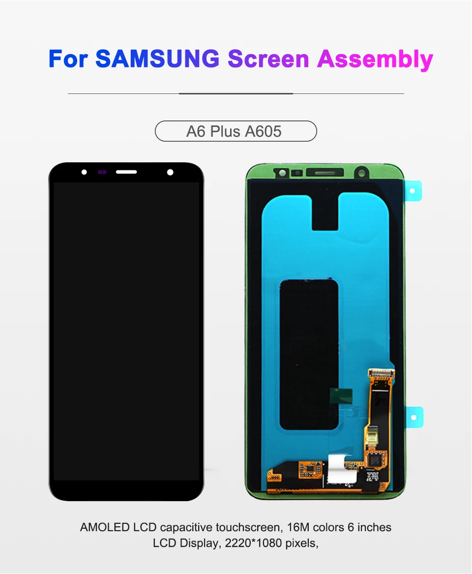 Активно-матричные осид, для samsung Galaxy A6+ A605 SM-A605F Дисплей ЖК-дисплей Экран Замена для samsung A605FN A605G A605GN ЖК-дисплей