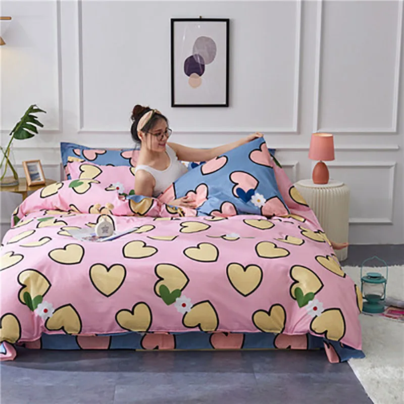 

Постельное белье, домашний текстиль, двойная кровать из чистого хлопка с сердечком, комфортное домашнее мягкое покрывало, качественное пок...