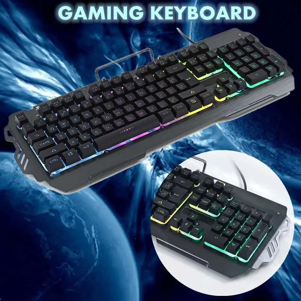 

104 ключ RGB подсветкой Проводной USB игровой клавиатуры Лазерная эргономичный механическая клавиатура для геймера, Планшетные ПК для рабочего...