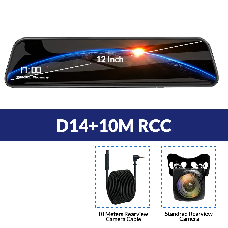 D14-10M RCC E-ACE Автомобильный видеорегистратор FHD поток медиа зеркало заднего вида 2K+ 1080P видео рекордер двойной объектив тире камера с камерой заднего вида Регистратор - Название цвета: D14-10M RCC