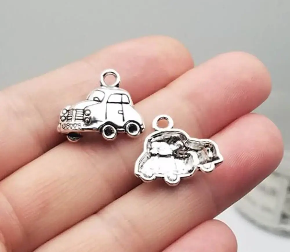 25 шт./лот-17x20 мм антикварные посеребренные подвески для автомобиля товары
