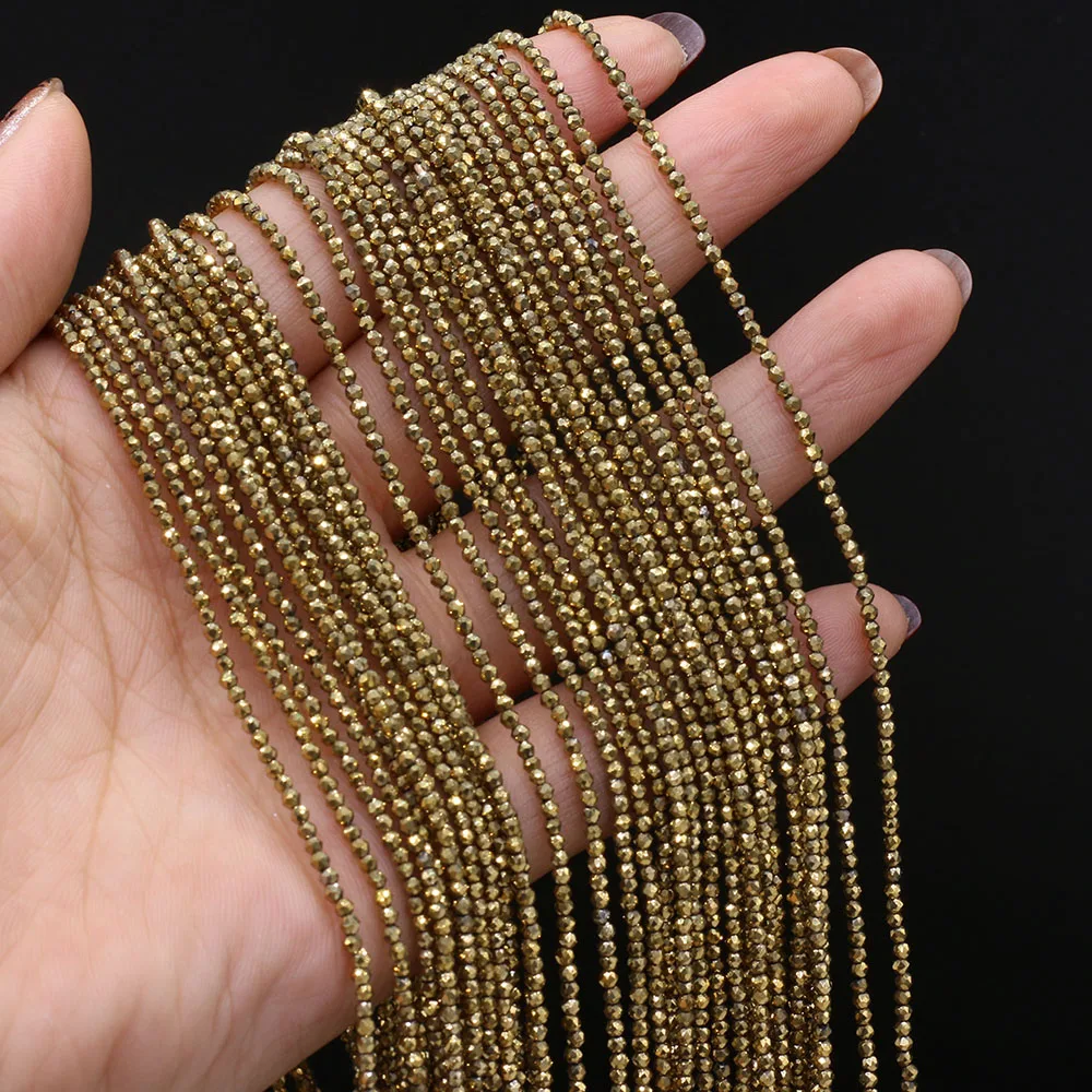 

2mm Natural Stone Shiny Beads Gold Color Faceted Spinel for Jewelry Making Diy Necklace Bracelet Accessories 15inch