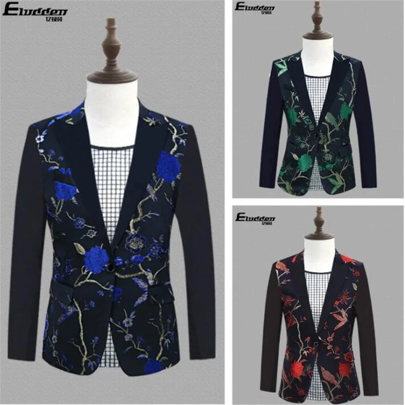 Embroidered clothes men suits designs masculino homme terno stage singers jacket men sequins blazer dance star style dress punk