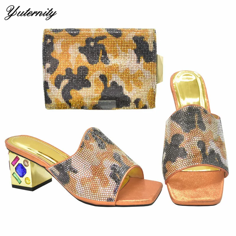 Новый комплект из обуви в африканском стиле летний женский оранжевый Цвет туфли