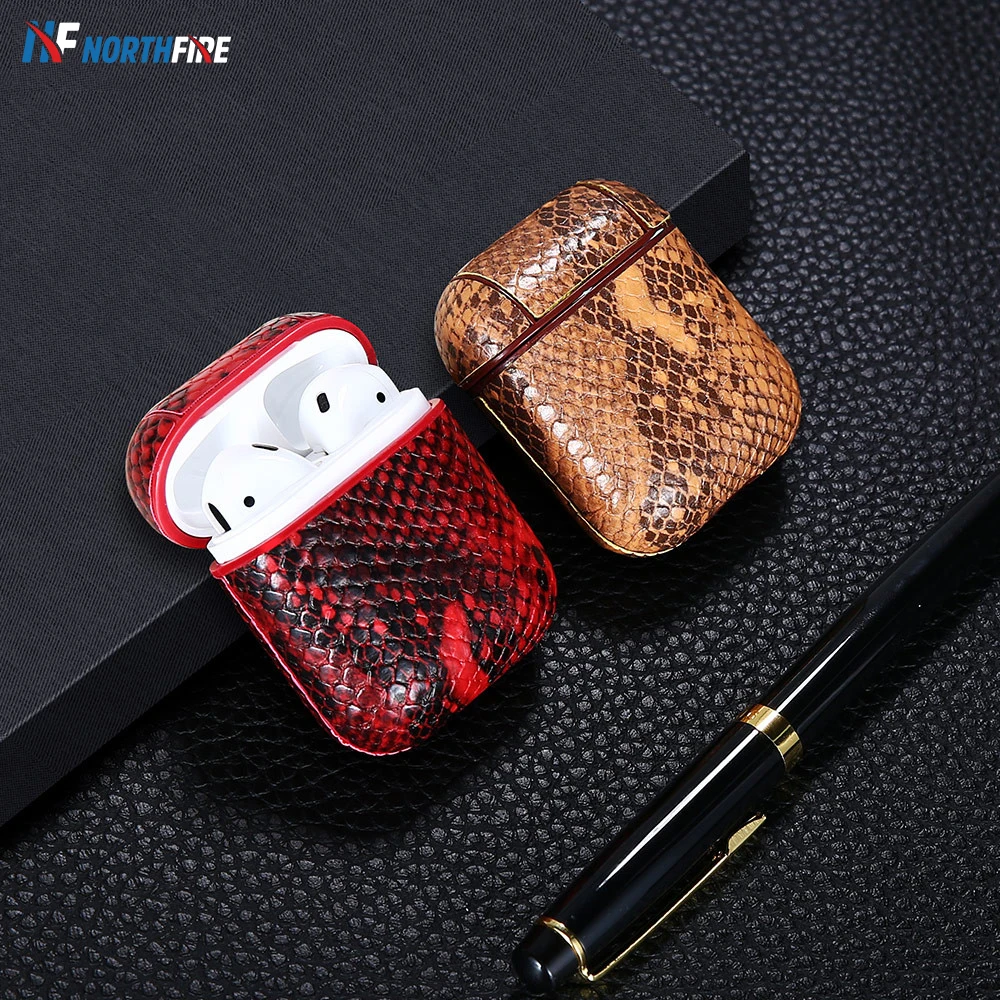 Чехол для наушников из змеиной кожи чехол Apple AirPods защитный сумка аксессуаров Air Pod