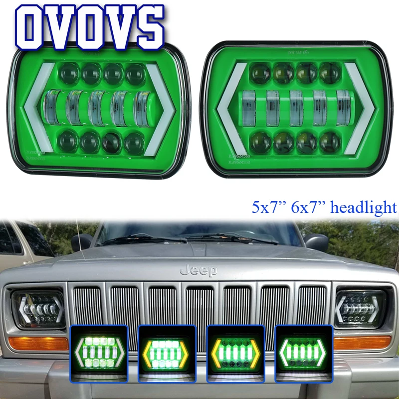 5x7 6x7 квадратные светодиодные фары для внедорожников с белым и желтым