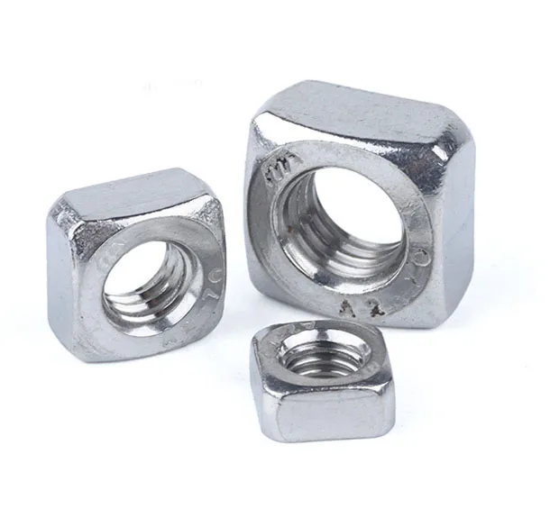 Hot sale 50Pcs DIN557 GB39 M3 M4 M5 M6 M8 304 Stainless Steel Square Nuts |