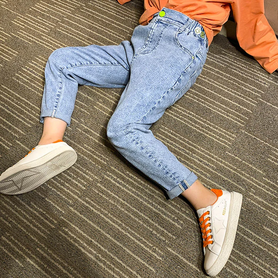 Джинсы для девочек новинка 2020 детские джинсы Повседневные узкие одежда