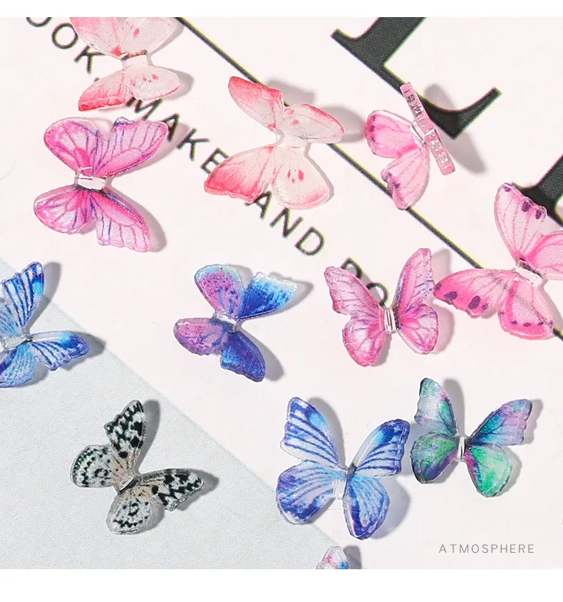 

20Pcs 8mm Butterfly Series Nail Art Japanese-Style 3D Nail Charms Resin Fantasy Butterfly Nail Art Supplies For Base Coat Top VB