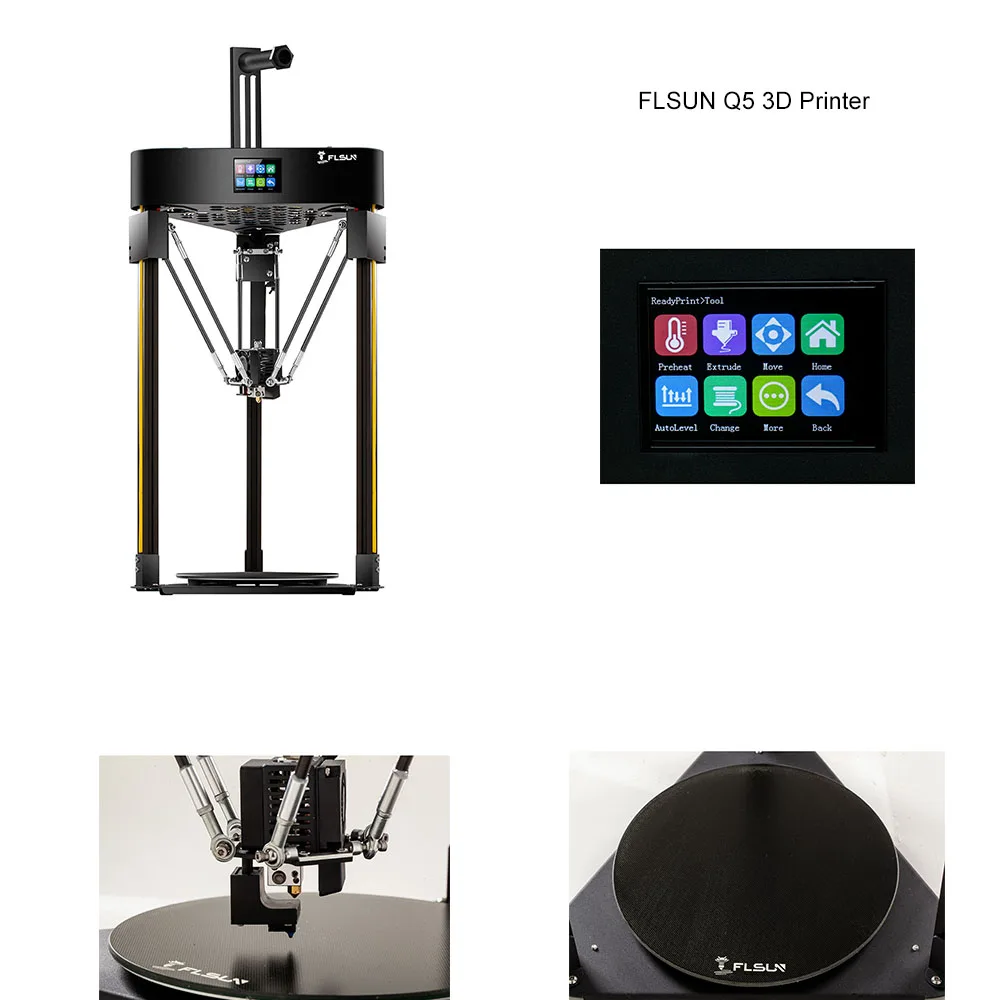 3D-принтер Flsun Q5 Delta Kossel сенсорный экран модель TMC2208 бесшумный драйвер