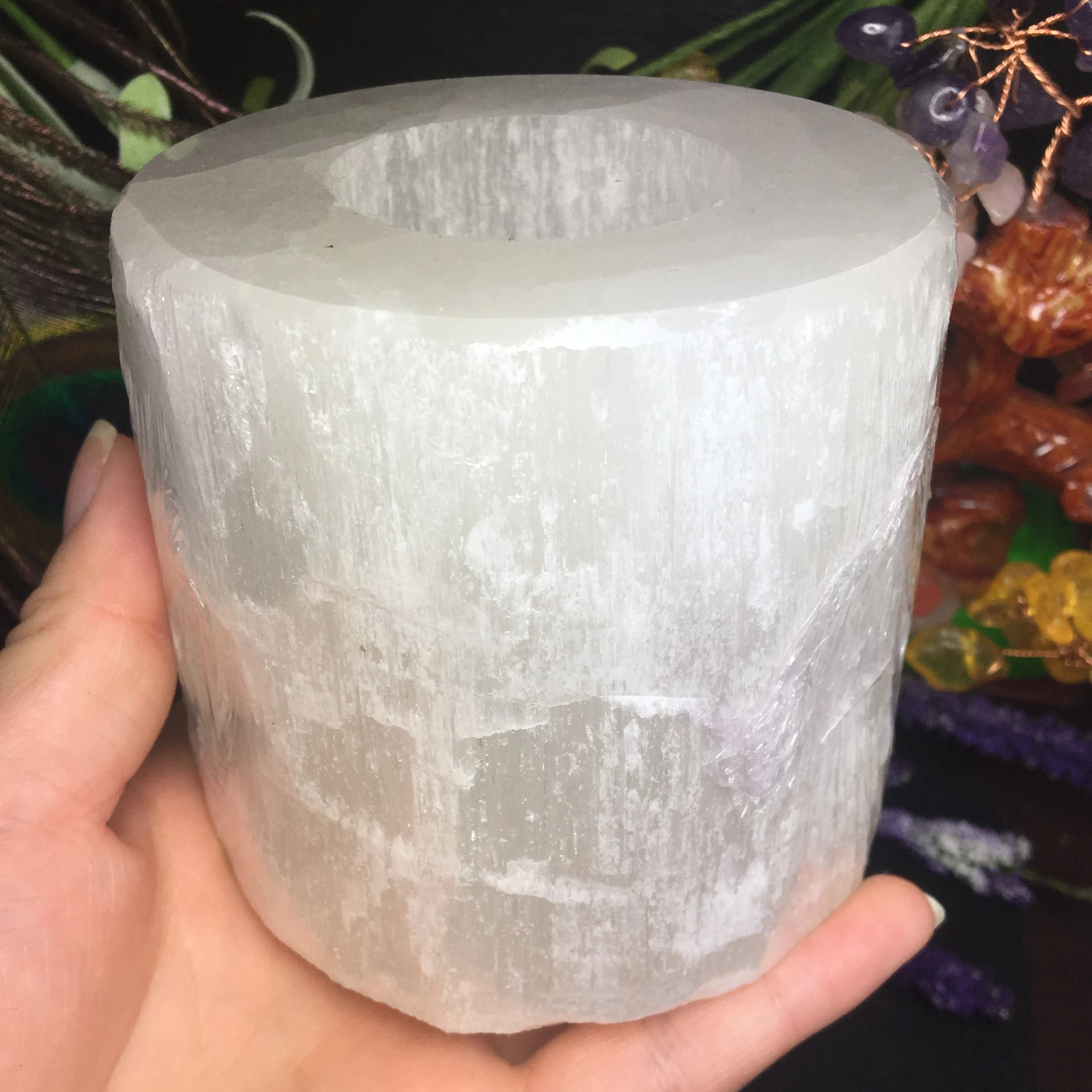 Натуральный селенит полировка шероховатый минеральный круглый столбик образцы