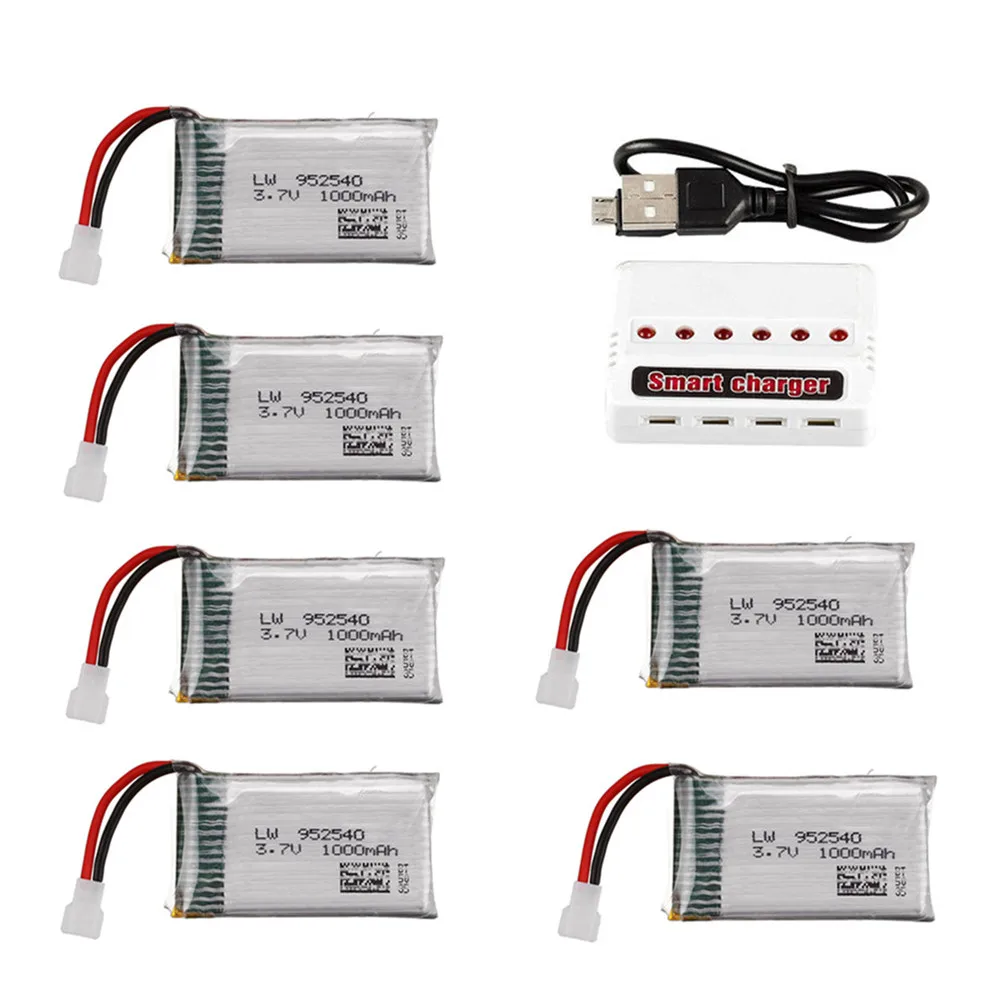 

3,7 В 1000 мАч 25c Lipo аккумулятор + набор зарядного устройства 6 в 1 для Syma X5 X5C X5SC X5SW TK M68 MJX X705C SG600 запасная деталь для радиоуправляемого дрона