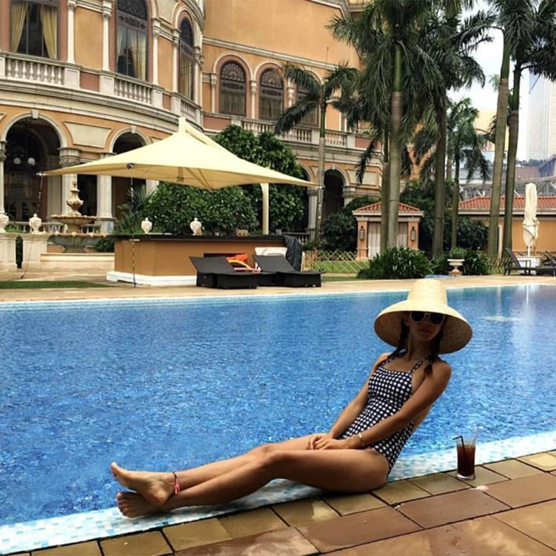 

European Vintage Droop Wide Brim Woven Straw Sun Hat Retro Flat Top UV Protection Sunscreen Travel Vacation Beach Cap