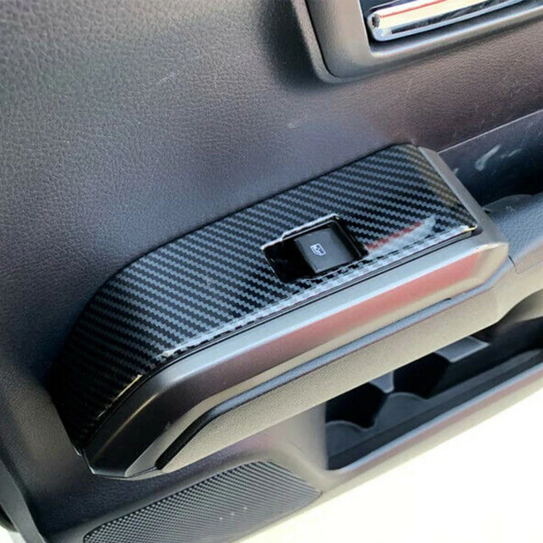 

2Pcs/Set Black Interior Rear Door Window Lift Regulator Cover Carbon Fiber Style Fit For Toyota Tacoma 2016 2017 2018 2019 2020