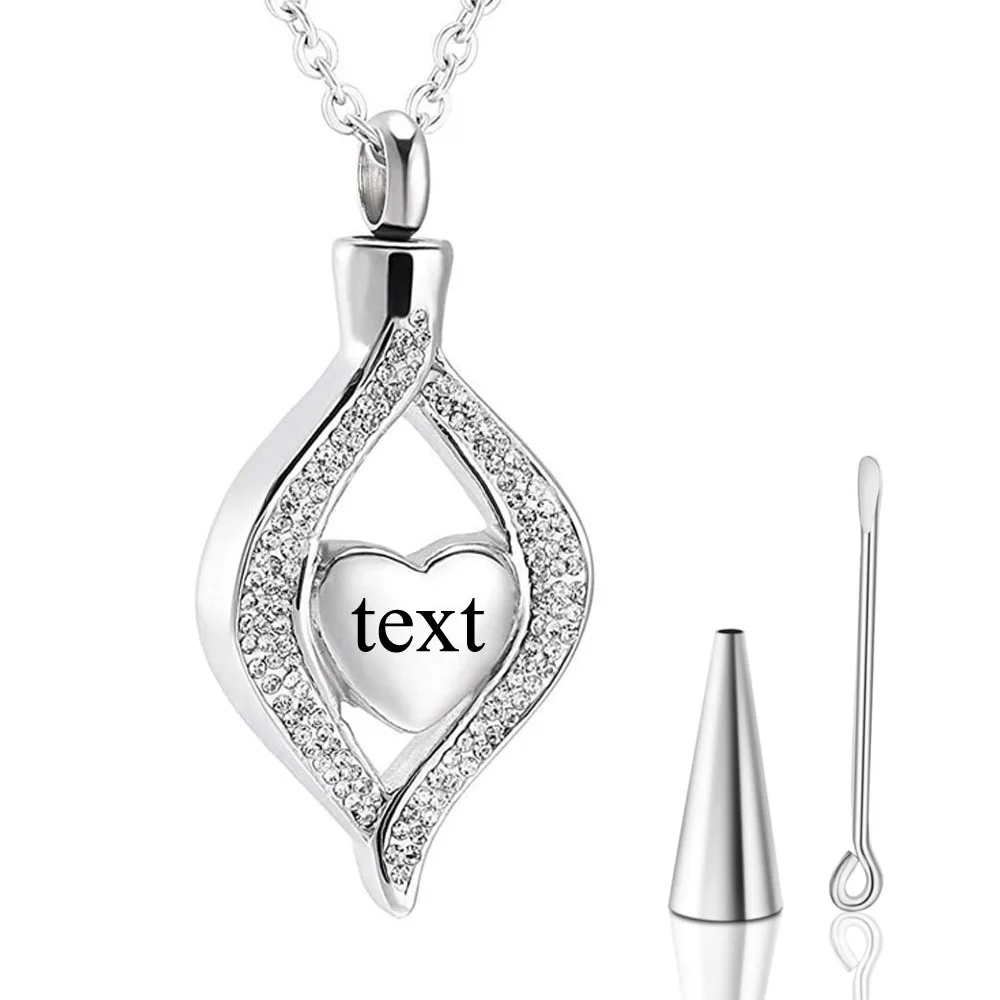Кремации из нержавеющей стали ювелирные изделия кристалл слеза Сердце ожерелье