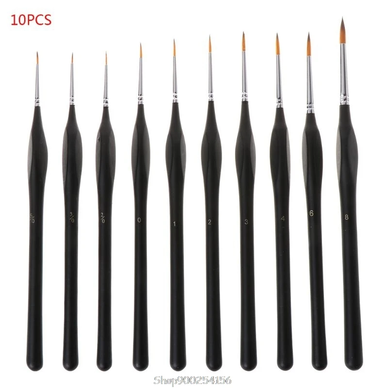 

10pcs/set Professional Fine Detail Painting Miniature Brush for Hool Line Acrylic Watercolor Oil Drawing Art N18 20 Dropship
