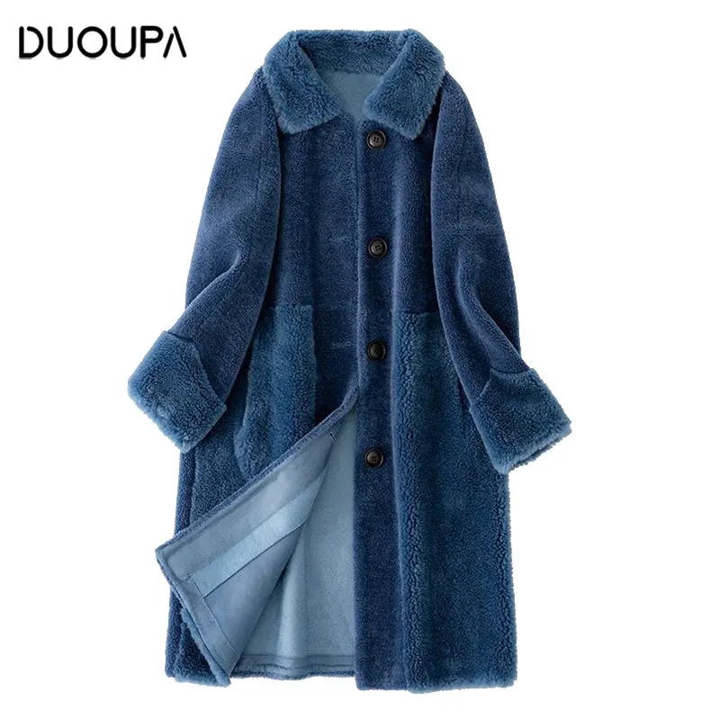 Женское пальто из овчины DUOUPA2019 осенне зимнее натуральной Женская куртка длинное