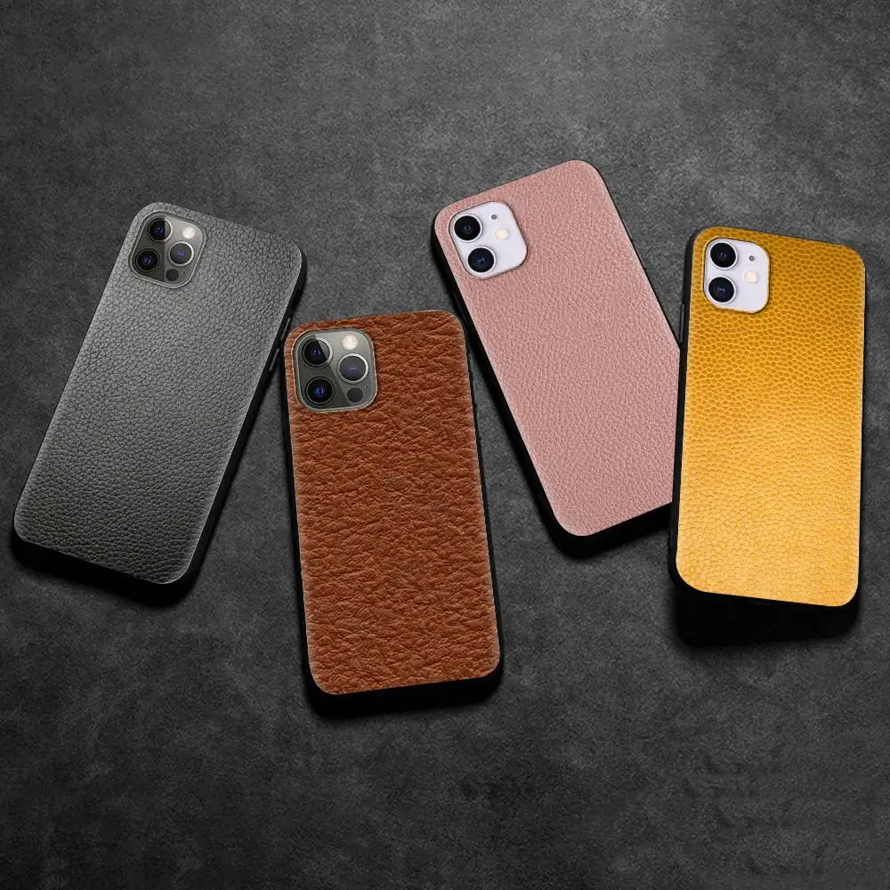 

Leather Pattern Cell Phone Case for iPhone 11 Pro 12 Mini XR X 7 8 6 6S Plus XS Max 5 5S SE 2020 Cover TPU Shell Coque