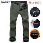 Тактические Брюки карго Мужские Зимние флисовые эластичные водонепроницаемые брюки толстые теплые повседневные кожаные брюки акулы мужские s походные треккинговые брюки