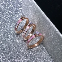 yun ruo mosaic big zircon natural shell wedding ring rose gold color woman gift fashion 316 l titanium steel jewelry never fade