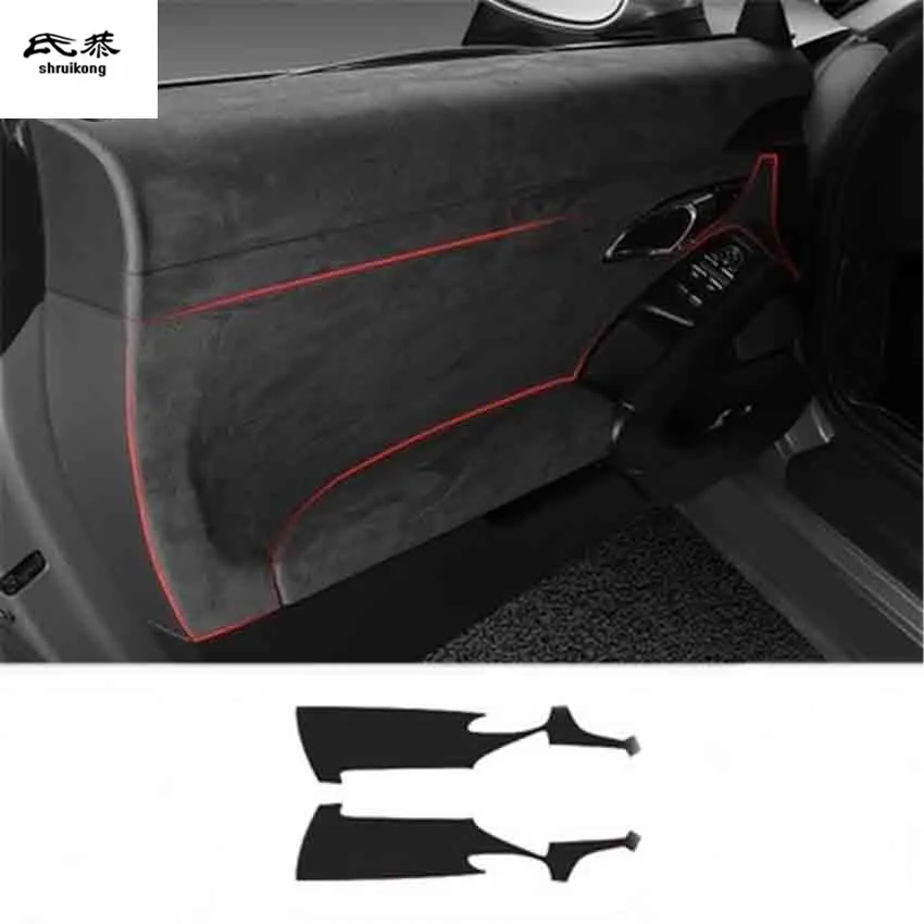 2 шт./лот Автомобильная наклейка из алькантары кожаная внутренняя дверь