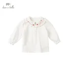 DBJ16676-1 нижнее белье в стиле бренда dave bellaвесна, сказочное детское платье милое платье с вышивкой и рюшами; Детская футболка топы для девочек, детская мода, футболки