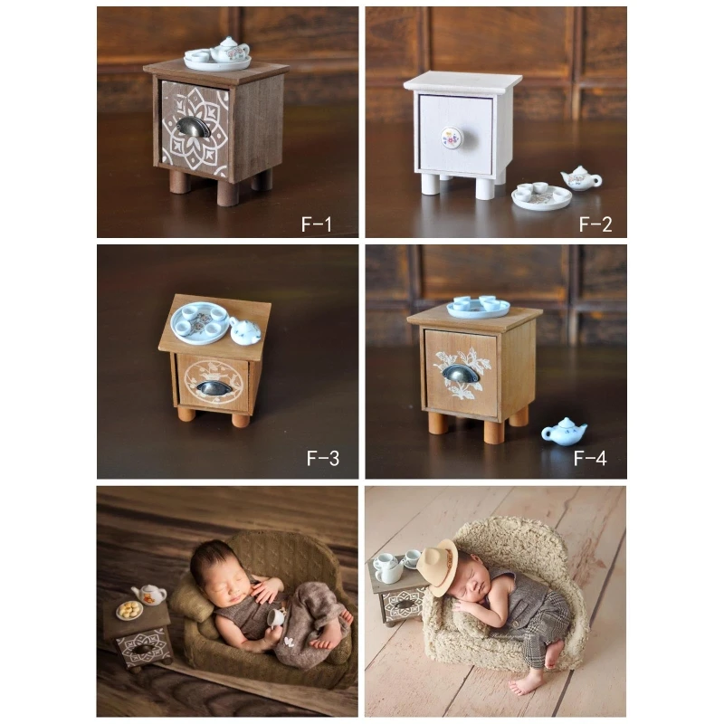 

Newborn Coffee Table and Teapot Tea Bowl Tea Tray Set Baby Full Moon Photo Shooting Props Infant Photography Accessories